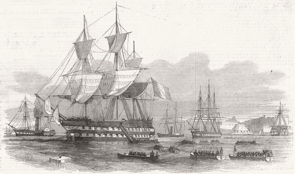 BREST. Boarding of Political Prisoners, for Cayenne 1852 old antique print